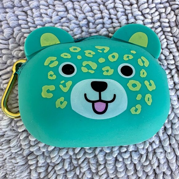 Style Lab Girl Green Blue Rubber Bear Animal Silicone Coin Purse - Picture 1 of 6